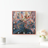 Lily blüht unter farbenfrohen Blätter in der Abend Quadratische Wanduhr (Zuhause)