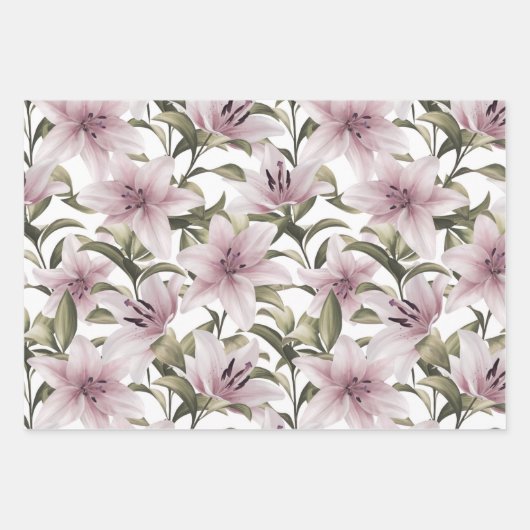 Lily Blume. Blumenmuster Geschenkpapier Set (Vorderseite 2)