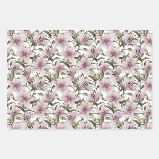 Lily Blume. Blumenmuster Geschenkpapier Set (Vorderseite)