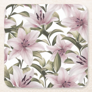 Lily Blume. Blumenmuster Rechteckiger Pappuntersetzer