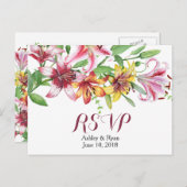 Lily Blume Bouquet Wedding RSVP Einladungspostkarte (Vorne/Hinten)