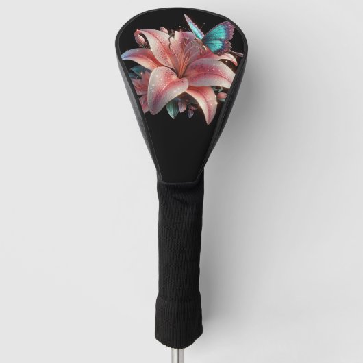 Lily Blume & Butterfly Golf Headcover (Vorderseite)