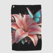 Lily Blume & Butterfly Golfhandtuch (Vorderseite)