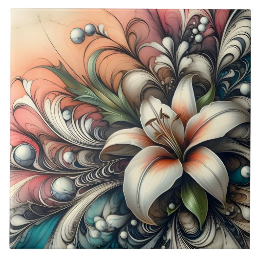 Lily Blume Design mit bunten Abstrakten Mustern Fliese (Vorderseite)