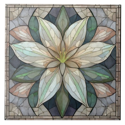 Lily Blume Glasmosaik Fliese (Vorderseite)