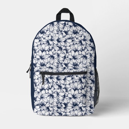 Lily Blume Ink Sketched Pattern Bedruckter Rucksack (Vorderseite)