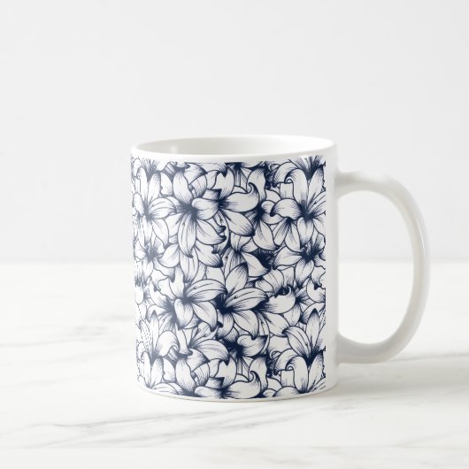 Lily Blume Ink Sketched Pattern Kaffeetasse (Rechts)