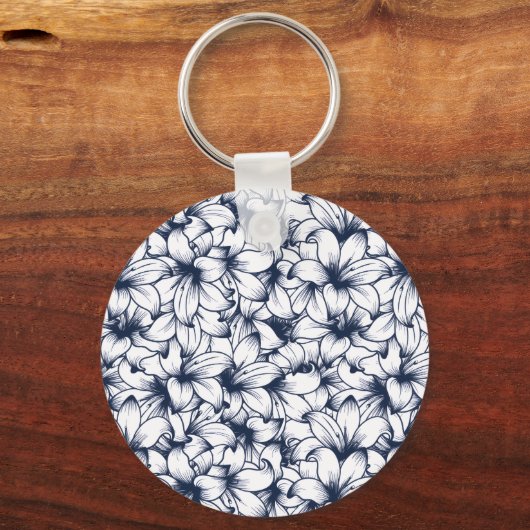 Lily Blume Ink Sketched Pattern Schlüsselanhänger (Vorderseite)