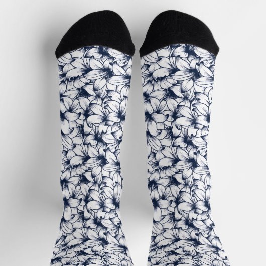 Lily Blume Ink Sketched Pattern Socken (Oben)