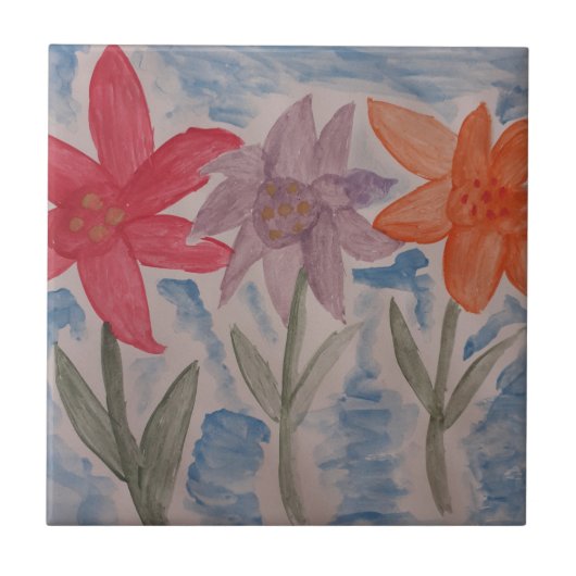 Lily Blume Keramik Tile Fliese (Vorderseite)