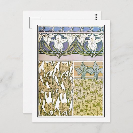 Lily Blume of Art Nouveau Style, Mucha Postkarte (Vorne/Hinten)