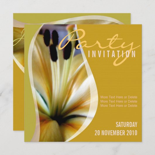 Lily Blume Party + Jeden Anlaß Einladung (Vorne/Hinten)