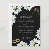 Lily Blume Schwarz-weiß Moderne Einladung zur Hoch (Vorderseite)