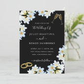 Lily Blume Schwarz-weiß Moderne Einladung zur Hoch (Stehend Vorderseite)