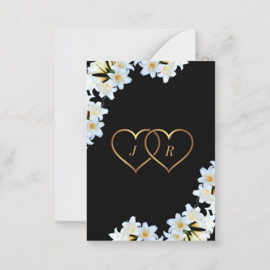 Lily Blume Schwarz-weiß Moderne Einladung zur Hoch (Rückseite)