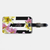 Lily-Blume Schwarz-Weiß-Streifenmuster Gepäckanhänger (Rückseite horizontal)
