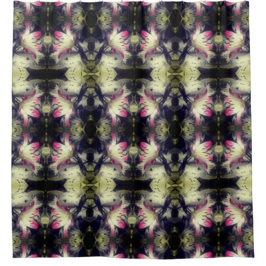 Lily-Blume Schwarz-Weiß-Teilmuster Duschvorhang (Vorderseite)