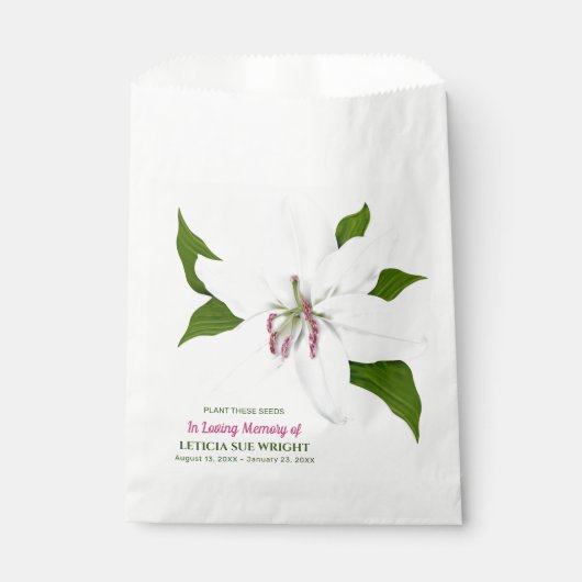 Lily Blume Seed Packet Beerdigung Memorial Geschenktütchen (Vorderseite)