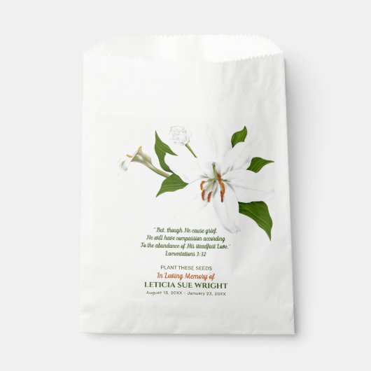 Lily Blume Seed Packet Beerdigung Memorial Geschenktütchen (Vorderseite)
