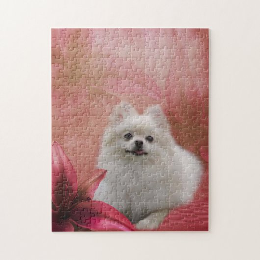 Lily Blume White Spitz Puzzle (Vertikal)