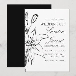 Lily-Blumen-Linienkunst-Tinte-Skizze-Hochzeit