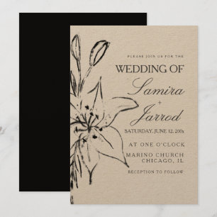 Lily-Blumen-Linienkunst-Tinte-Skizze-Hochzeit-Kraf