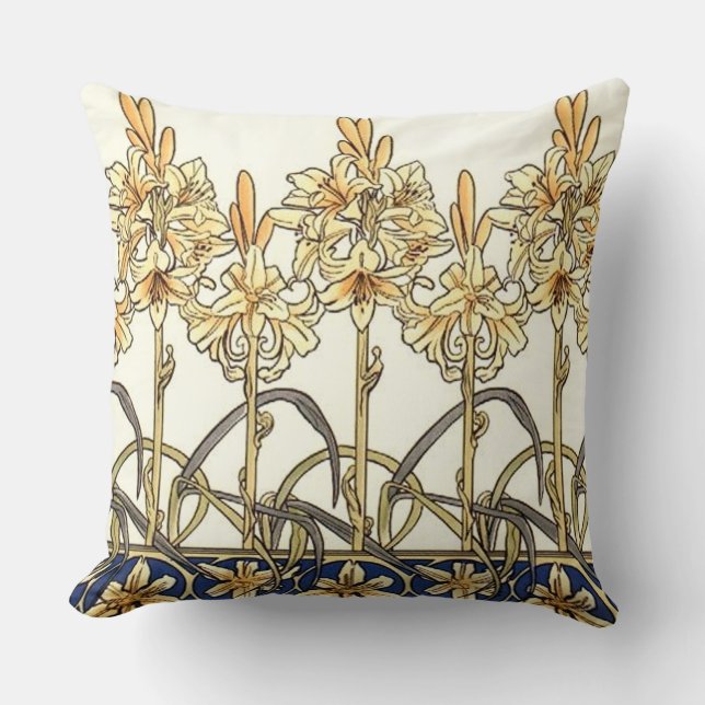 Lily Border von Alphonse Mucha Kissen (Vorderseite)
