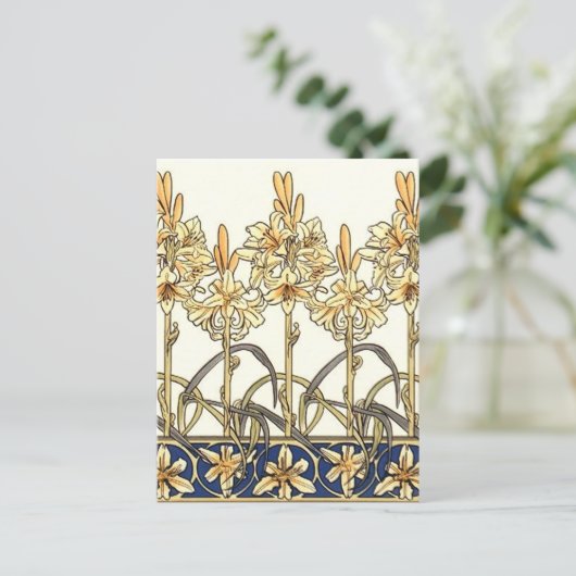 Lily Border von Alphonse Mucha Postkarte (Stehend Vorderseite)