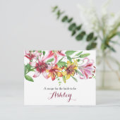 Lily Bouquet Brautparty Rezept Card Postkarte (Stehend Vorderseite)