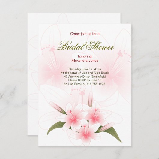 Lily Brautparty Party Einladung (Vorne/Hinten)