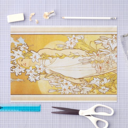 Lily by Alphonse Mucha Seidenpapier (Handwerk)