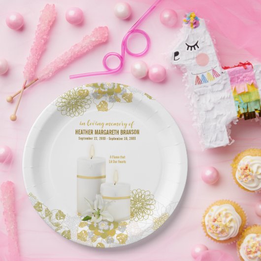 Lily Candle Beerdigung Memorial Pappteller (Party)