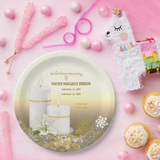 Lily Candle Beerdigung Memorial Pappteller (Party)