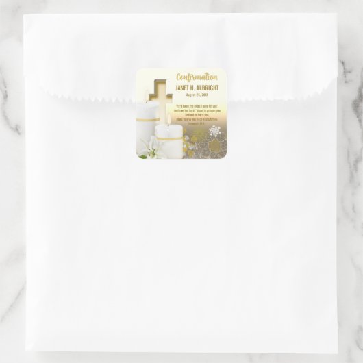 Lily Candle Cross Quadratischer Aufkleber (Tasche)