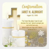 Lily Candle Cross Quadratischer Aufkleber (Vorderseite)