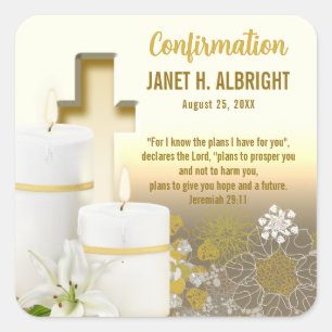 Lily Candle Cross Quadratischer Aufkleber