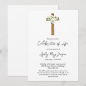 Lily Cross Celebration of Life Funeral Einladung (Vorne/Hinten)