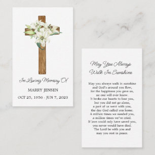 Lily Cross Gedenk Funeral Gebetskarte Visitenkarte