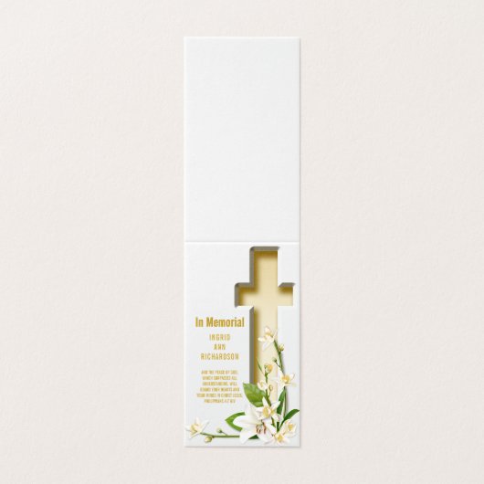 Lily Cross Scripture Foto Beerdigung Gedenkstätte (Außenseite Aufgefaltet)