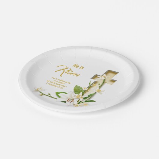 Lily Cross Scripture ist er verschwiegen Pappteller (Schrägansicht)