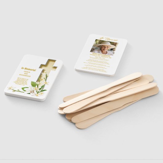 Lily Cross Scripture Memorial Hand Fan Fächer (Non-assembled)