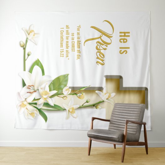 Lily Cross Scripture Osterkirche Hintergrund Wandteppich (Beispiel (Horizontal))