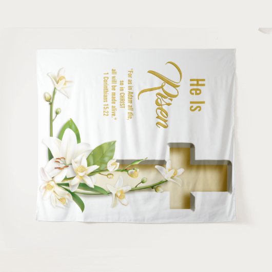 Lily Cross Scripture Osterkirche Hintergrund Wandteppich (Vorderseite (Horizontal))