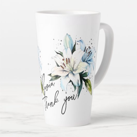 Lily "Danke!" Editable Slogan & Name Milchtasse (Rechte Ecke)