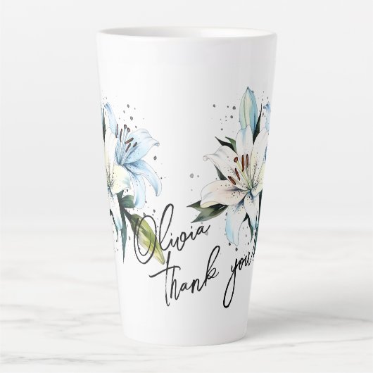 Lily "Danke!" Editable Slogan & Name Milchtasse (Vorderseite)