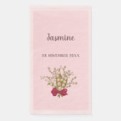 Lily des Tals personalisieren Name und Datum pink Serviette (Vorderseite)