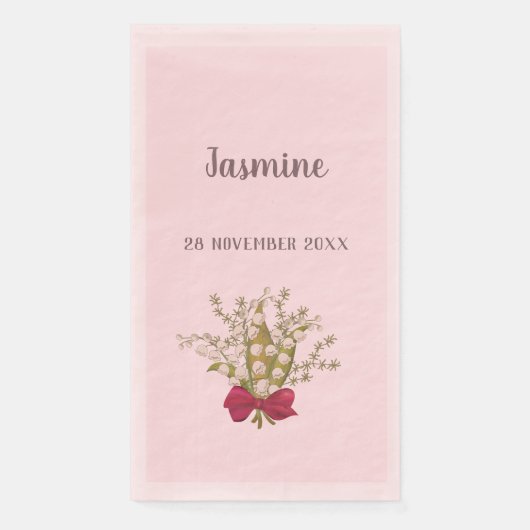 Lily des Tals personalisieren Name und Datum pink Serviette (Vorderseite)