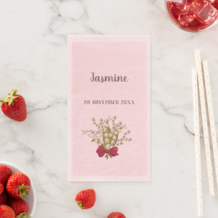 Lily des Tals personalisieren Name und Datum pink Serviette