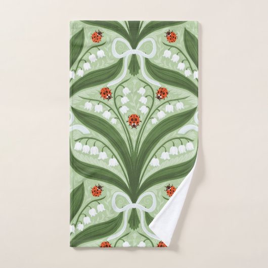 Lily des Tals und ladybugs Symmetrie in grün, Badhandtuch Set (Handtuch)