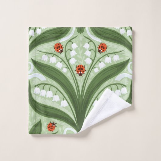 Lily des Tals und ladybugs Symmetrie in grün, Badhandtuch Set (Waschlappen)